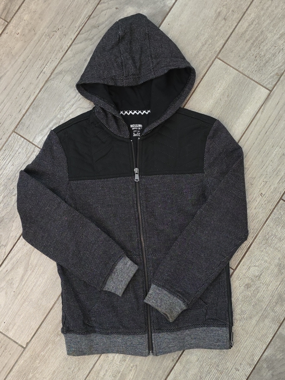 Mossimo Supply Co. Quilted Hooded Zip Jacket in Black